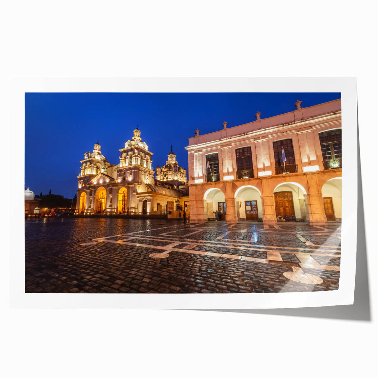 Extra large rolled print of a scenic Argentinian landscape with vibrant green tones, ideal for dining room wall art.
