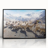 Large abstract wall art depicting a Bolivian landscape in muted earth tones on a framed acrylic.