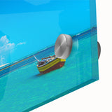 Large abstract depiction of a Brazilian landscape in muted earth tones on acrylic glass, suitable as dining room art.