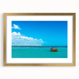 Extra large abstract art print of a textured South American scenery in a gold frame, ideal for living room decor.