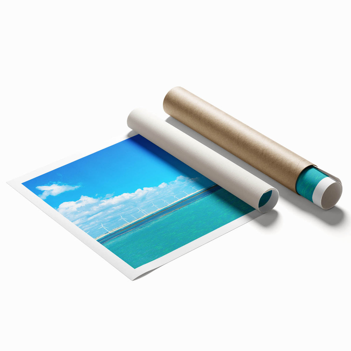 Extra large rolled print of a Brazilian landscape with vibrant green and floral details, ideal for classy bathroom wall art.