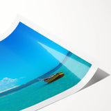 Extra large wall art featuring line art flowers in soft pastel shades on a rolled print.