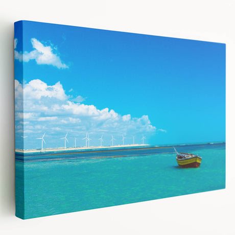 Panoramic view of a Brazilian landscape on stretched canvas, featuring lush greenery and a distant city.