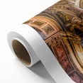 Art Deco poster of Santiago, Chile skyline in muted earth tones on rolled canvas.