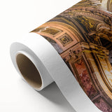 Art Deco poster of Santiago, Chile skyline in muted earth tones on rolled canvas.