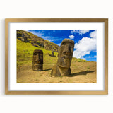 Extra large abstract art print of a textured Chilean landscape in muted earth tones, framed in gold.