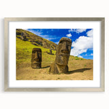 Textured abstract art print of a Chilean landscape in muted earth tones, framed in silver, ideal for bedroom decor.