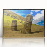 Large art print of a South American Chilean landscape in muted earth tones, framed in gold acrylic.