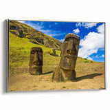 Landscape art painting of a Chilean scene on framed canvas, featuring black and colorful vintage poster art style.