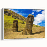 Vintage poster art of a Chilean landscape in vibrant colors on a framed canvas, ideal for living room decor.