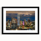 Extra large abstract art print featuring a colorful, textured depiction of a South American landscape on a framed black mat.