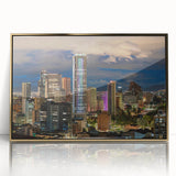 Framed acrylic print of a vibrant Colombian landscape in mid-century modernist style, suited for modern art wall decor.