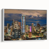 Vintage poster art of a scenic Colombian landscape on framed canvas, featuring vibrant colors, ideal for living room decor.