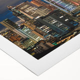 Art deco poster of a Colombian landscape in muted earth tones on rolled canvas, suitable for dining room wall art.