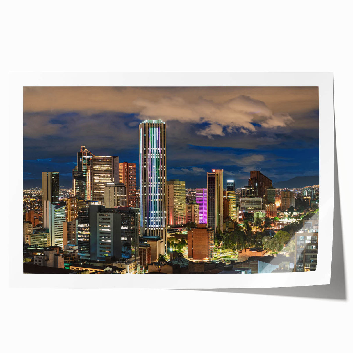 Extra large rolled print of a Colombian landscape with vibrant green tones, ideal for art wall dining room.