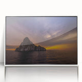 Framed acrylic print of a Galapagos scenery in muted earth tones, ideal for modern art wall decor.