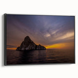 Black and white landscape art painting of the Galápagos on framed canvas, ideal for bedroom wall decor.