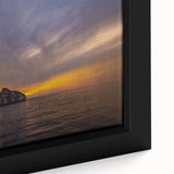Extra large framed canvas featuring a textured depiction of the Galapagos scenery, with vibrant colors on a black background.