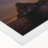 Art deco poster of Galapagos scenery in muted earth tones on rolled canvas, suitable for dining room wall art.
