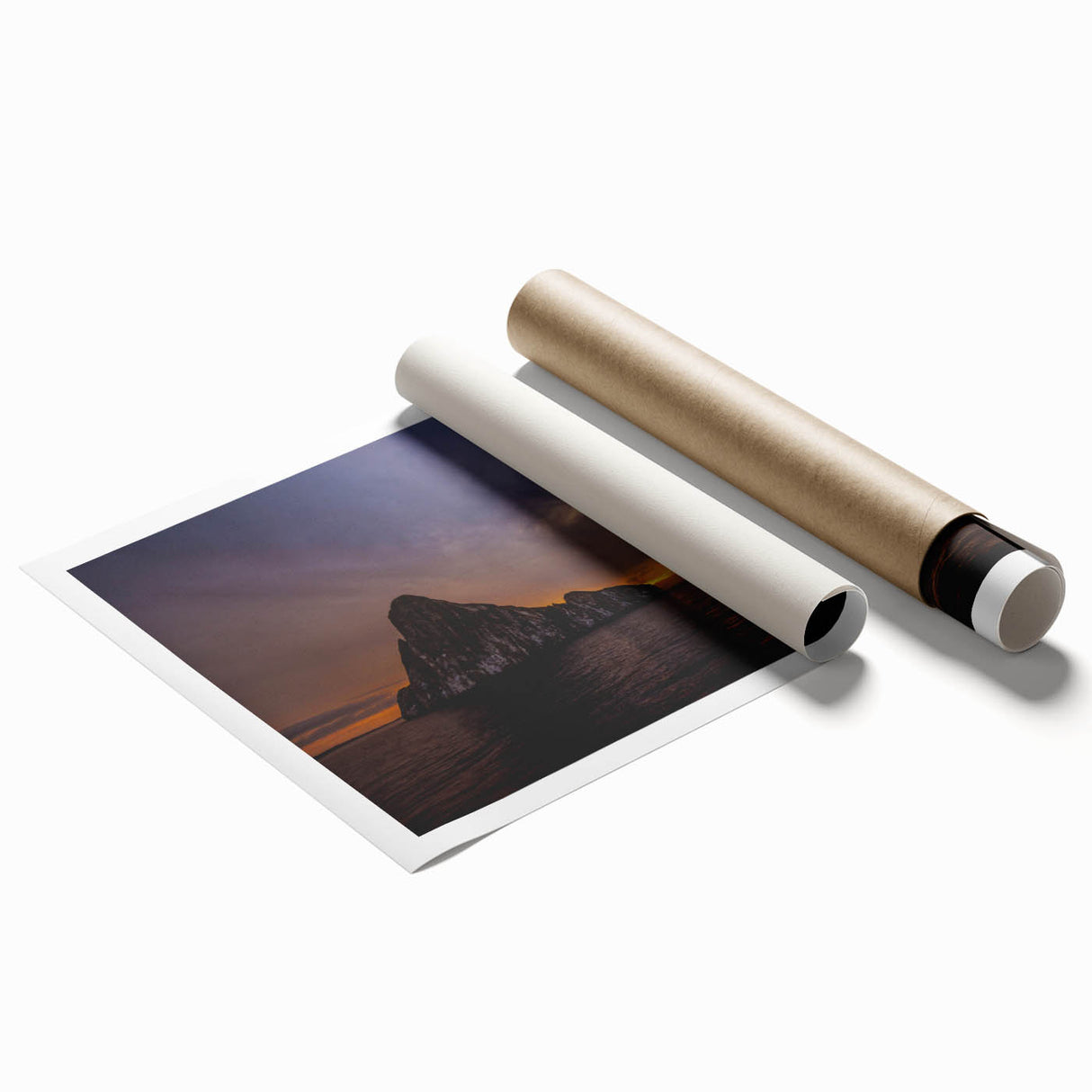 Extra large rolled print of a Galapagos scenery with vibrant floral elements, ideal for classy bathroom wall art.