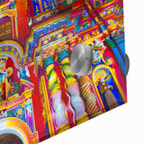 Large abstract wall art depicting a South American landscape in pastel hues on acrylic glass.