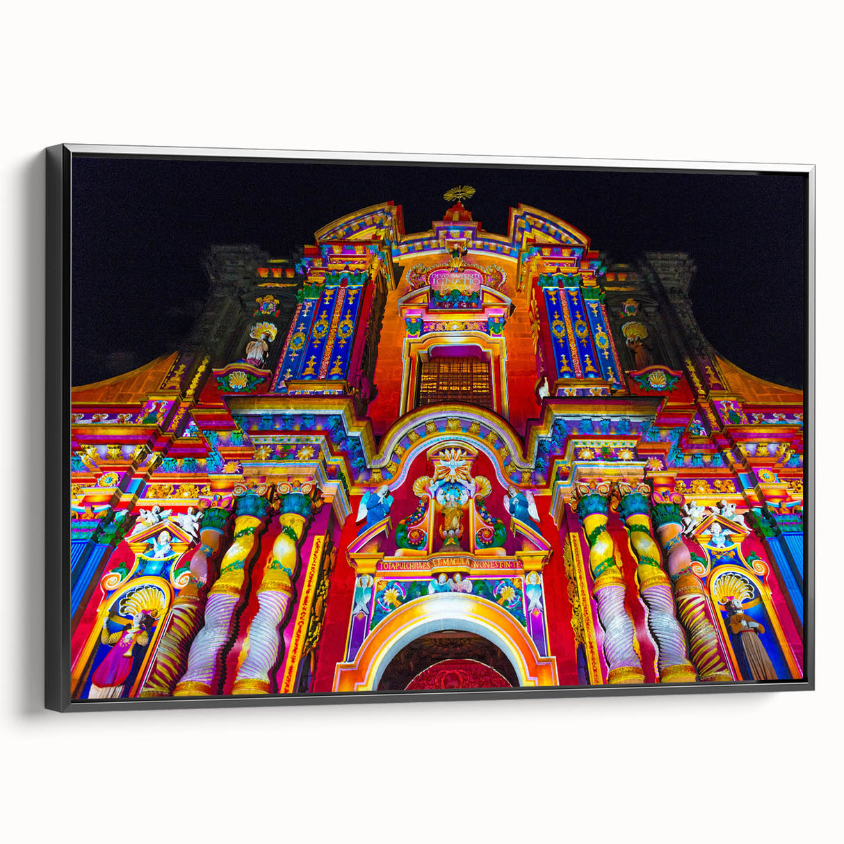 Black and white framed canvas depicting a vintage-style landscape of Ecuador, ideal for bedroom wall art.