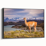 Black and white landscape art painting of a Peruvian scenery on a framed canvas, suitable for bedroom decor.