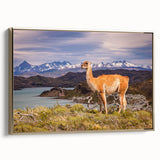 Framed canvas wall art featuring a vintage-style Peruvian landscape in muted earth tones, ideal for bedroom decor.