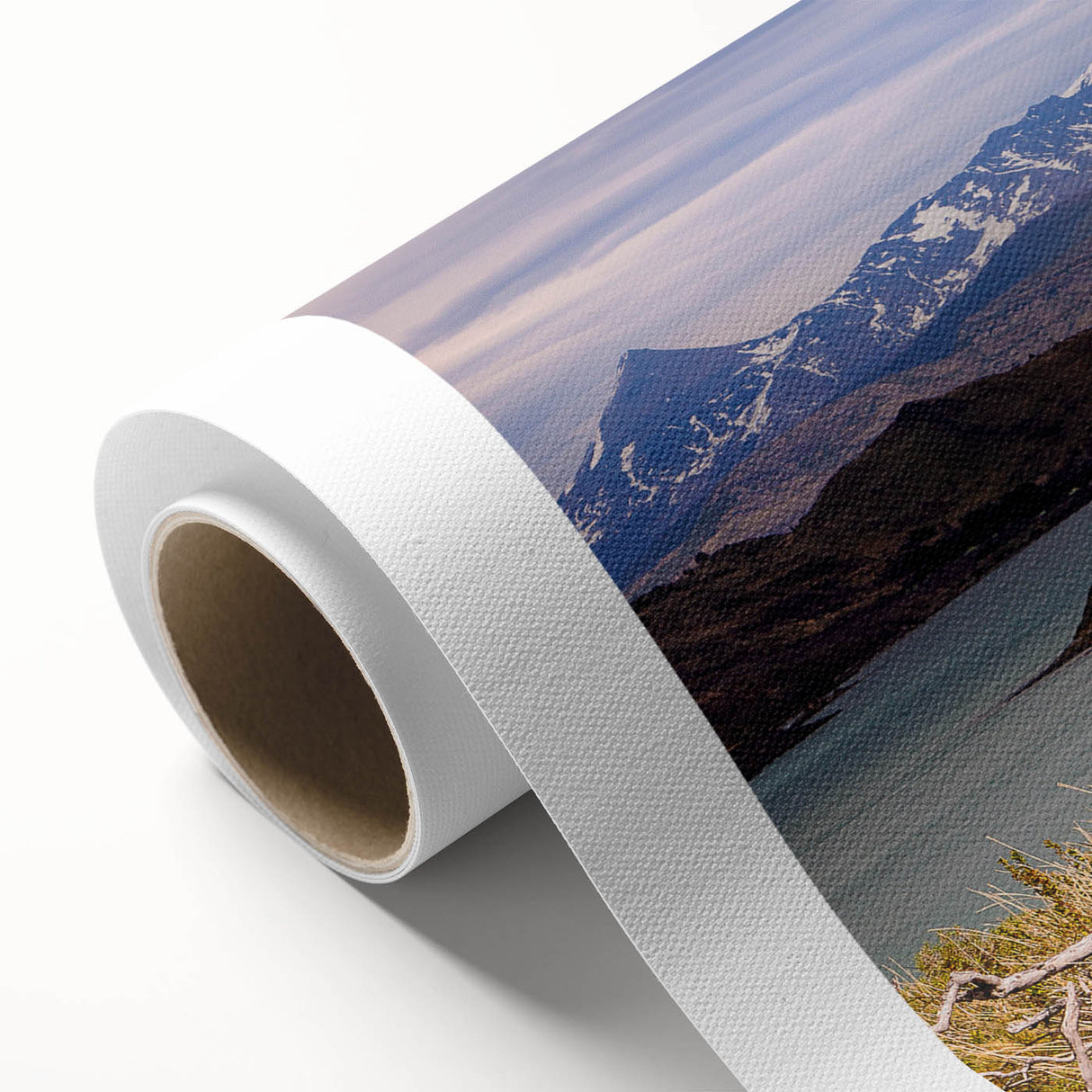 Art deco poster of a scenic South American landscape in soft earth tones on rolled canvas, suitable for nursery wall art.