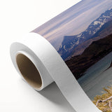 Art deco poster of a scenic South American landscape in soft earth tones on rolled canvas, suitable for nursery wall art.