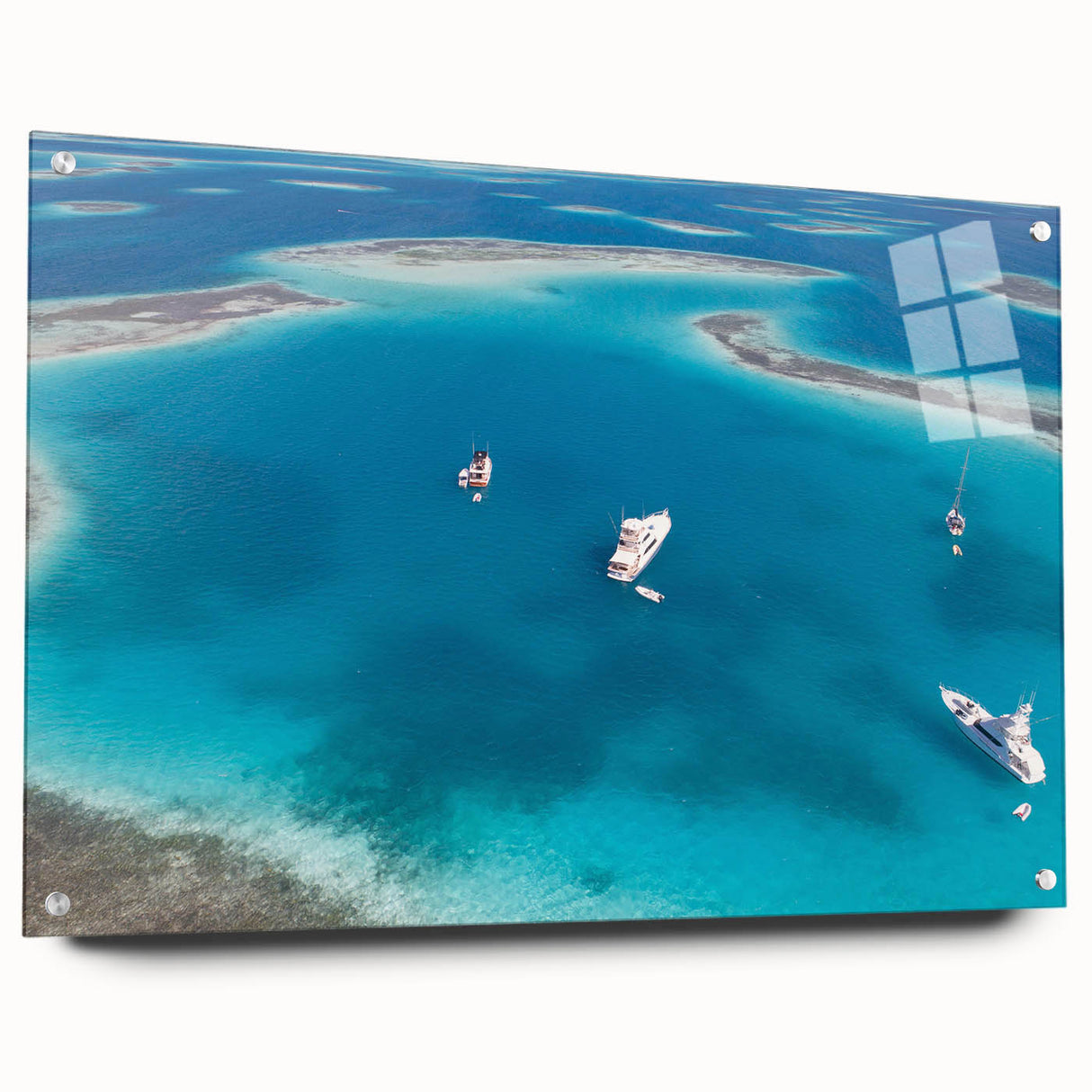 Large abstract wall art of a South American landscape in vibrant colors on acrylic glass.