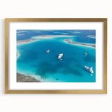 Extra large abstract art print depicting a textured scenery of Venezuela, in gold frame, suitable for living room decor.