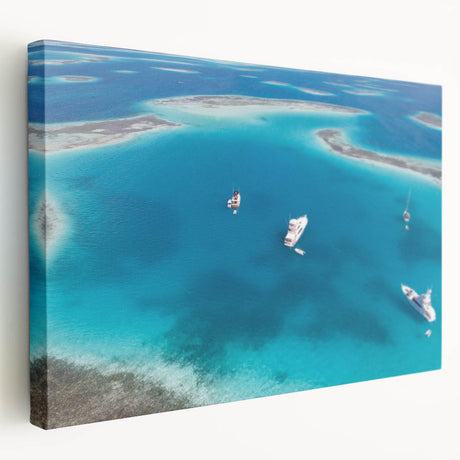 A panoramic view of a Venezuelan landscape on a large stretched canvas, featuring vivid green and blue hues.