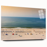 Abstract landscape of Alabama in muted earth tones on acrylic glass, suitable for bedroom or dining room decor.