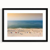 Extra large abstract art print of colorful, textured scenery, framed in black, ideal for living room decor.