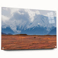 Acrylic print of Denali, Alaska with a focus on expansive icy landscapes in cool blue and white tones.