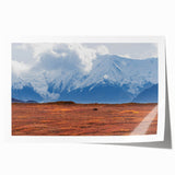 Rolled print of Denali, Alaska scenery in soft earth tones, ideal for art wall dining room or classy bathroom decor.