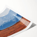 Extra large rolled print of Denali, Alaska scenery with line art flowers in muted earth tones.