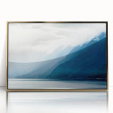 Landscape of Alaska in muted earth tones on a framed acrylic, suited for modern art wall decor.