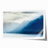Alaskan landscape with lush greenery and mountains on a rolled print, suited for art wall dining room.