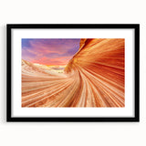 Textured abstract art print of Arizona’s Coyote Buttes in vibrant colors on a large framed canvas.