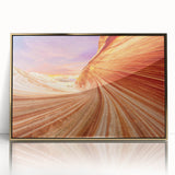 Mid-century modernist style large art print of Arizona's Coyote Buttes in acrylic, framed in gold.