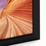 Extra large framed canvas of textured Coyote Buttes in Arizona, featuring a black and colorful art design.