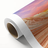 Art deco poster of Arizona's Coyote Buttes in pastel shades on rolled canvas, great for nursery wall art.
