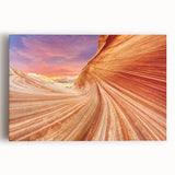 Black and white photograph of Arizona's Coyote Buttes on stretched canvas, ideal for kitchen wall art.