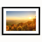 Extra large abstract art print of a colorful Arkansas landscape, textured finish on a framed black mat.
