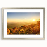 Textured abstract art print depicting a muted Arkansas scenery in a silver frame, suitable for bedroom decor.