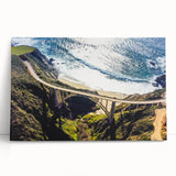 Black and white large art print of Big Sur on stretched canvas, ideal for kitchen wall art or bedroom ambiance.