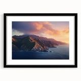 Abstract art print of Catalina, California in vibrant colors on a textured, extra large canvas, ideal for living room decor.