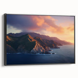 Black and white framed canvas featuring a vintage-style landscape of Catalina, ideal for bedroom wall decor.